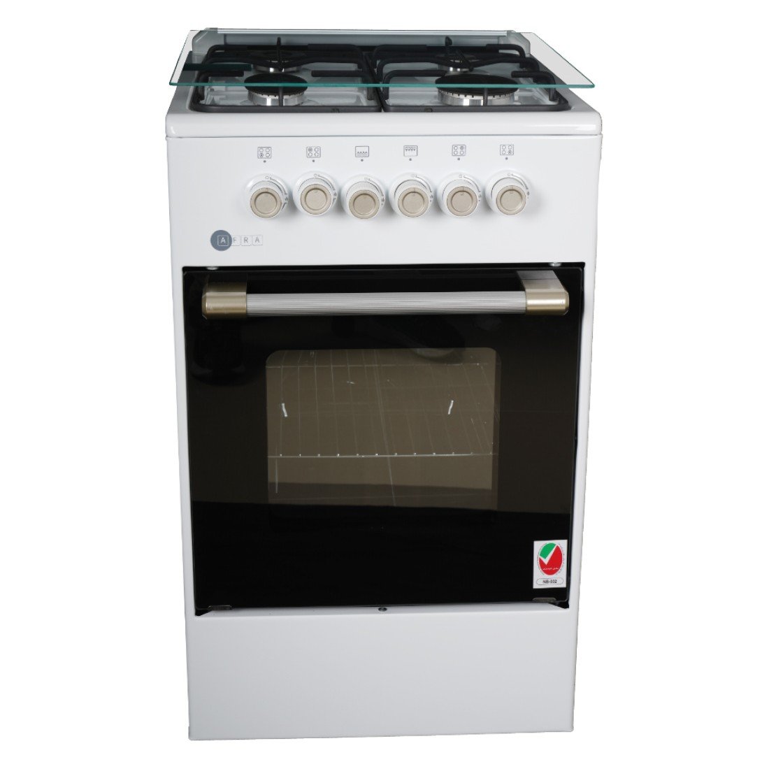 AFRA Free Standing Cooking Range 50x50 – 4 Burners, White Enamel, Compact, AF-5050CRGW