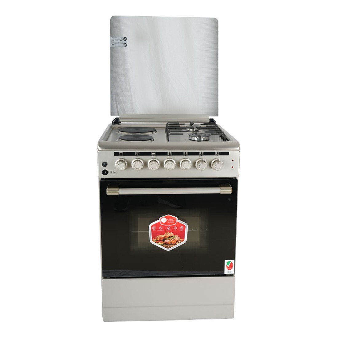 AFRA Free Standing Cooking Range 60x60 – Gas & Electric Burners, Stainless Steel, AF-6060CRHG