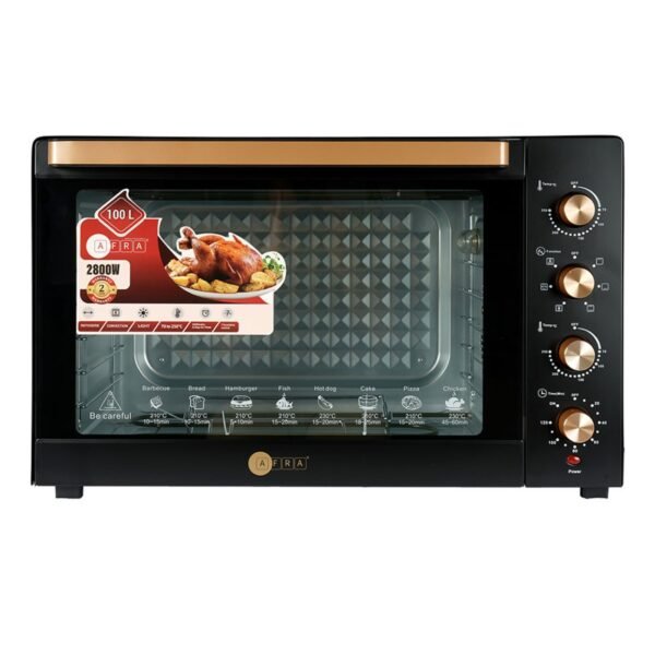 AFRA 100L Electric Oven Toaster – 2800W, Rotisserie, Convection, 7 Functions – AF-1028OTBK