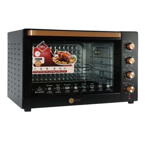 AFRA 100L Electric Oven Toaster – 2800W, Rotisserie, Convection, 7 Functions – AF-1028OTBK - Image 2
