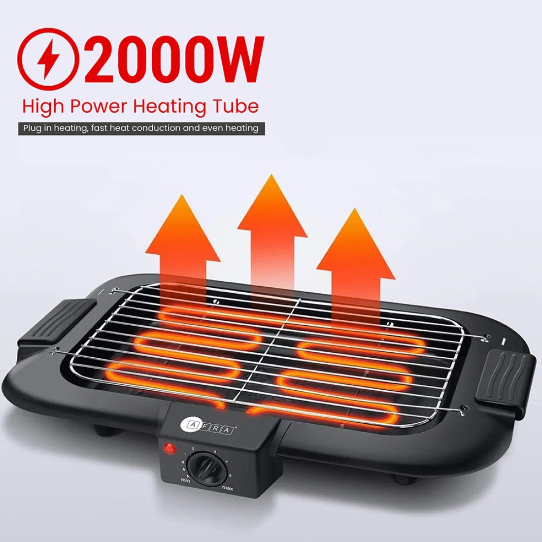 AFRA Electric BBQ Grill 2000W – Indoor/Outdoor, Thermostat, Smoke-Free – AF-2000BGBK - Image 3