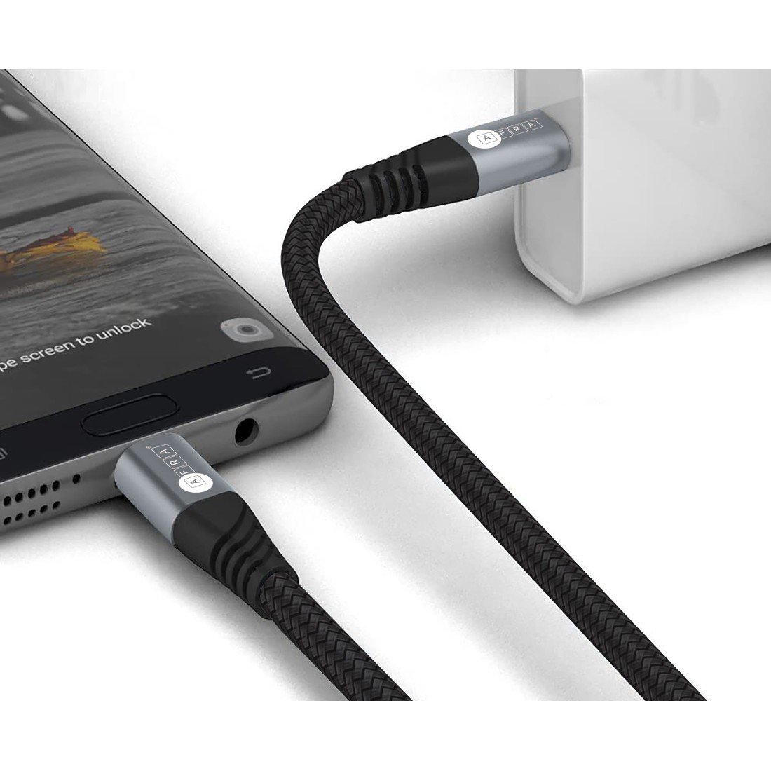 AFRA USB Charging Cable AF-0006TYPC – 3A, 60W, Nylon-Braided Type-C, 1m, Durable & Tangle-Free - Image 2