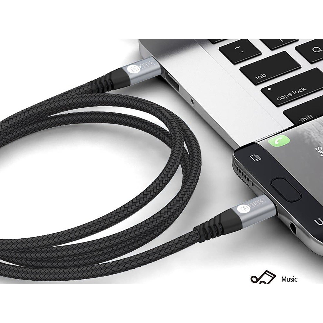 AFRA USB Charging Cable AF-0006TYPC – 3A, 60W, Nylon-Braided Type-C, 1m, Durable & Tangle-Free - Image 3