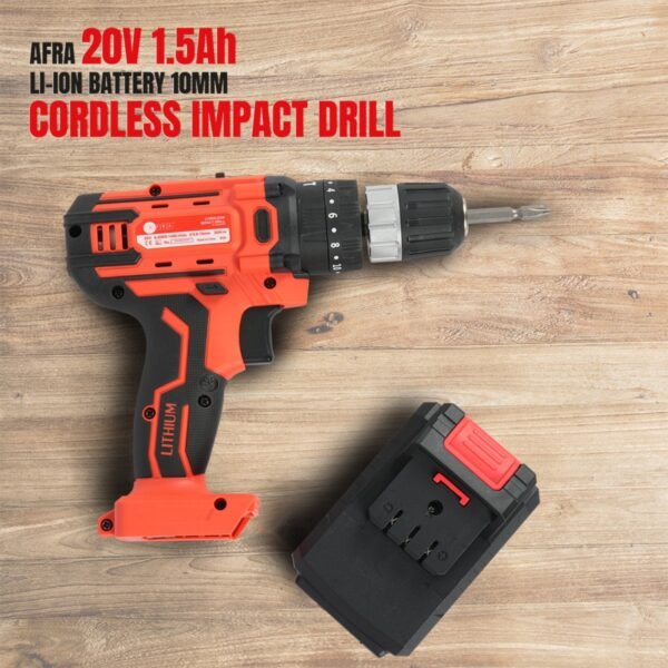 AFRA Cordless Impact Drill - Model AFT-10B-20CDRD | 20V | 10mm Chuck | 30Nm Torque | LED | Compact Design - Image 4