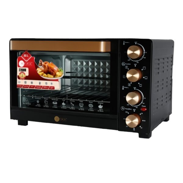 AFRA 80L Electric Oven Toaster – 2200W, Rotisserie, Convection, 7 Functions – AF-8022OTBK - Image 5