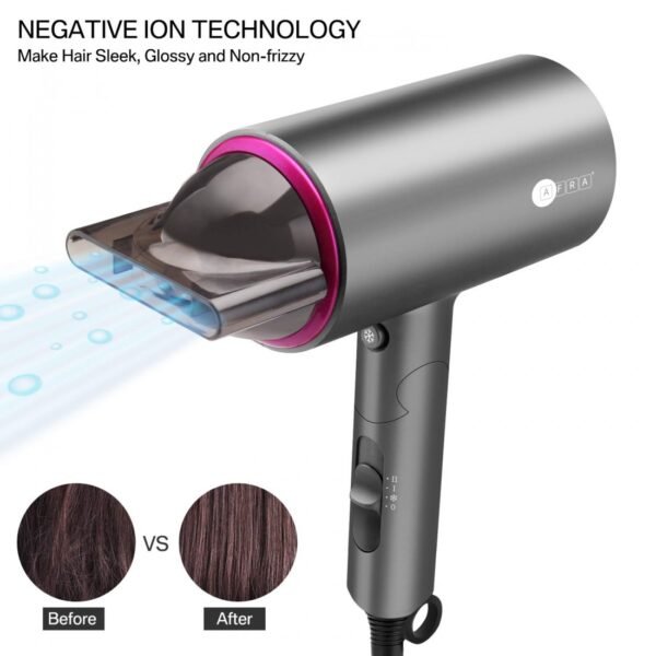 AFRA Hair Dryer 1400W – Ionic, Cool Shot, Foldable, DC Motor, Concentrator – AF-1400HDPG - Image 5