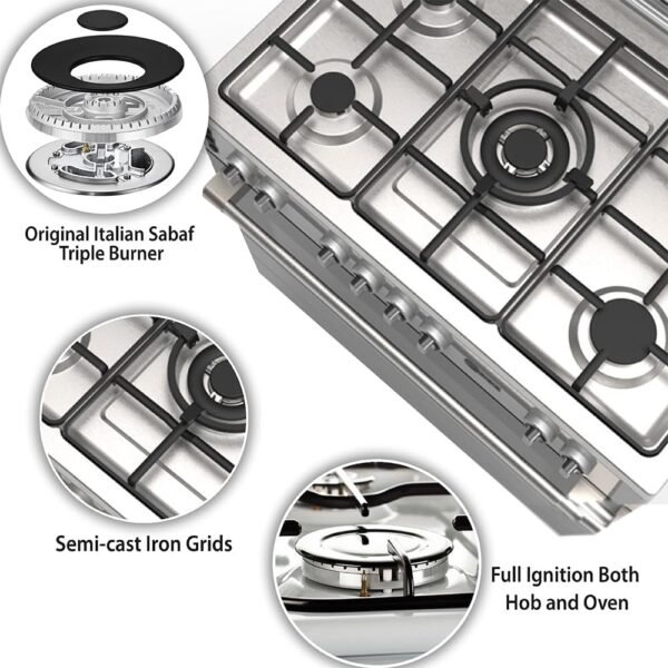 AFRA Free Standing Gas Oven 90x60cm – 5 Burners, Double Oven Burners, AF-90 - Image 8