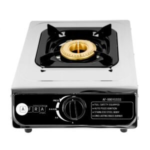 AFRA Single Burner Gas Stove, Cast Iron Burner, Compact Stainless Steel Design – AF-0001GSSS