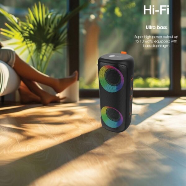 AFRA Bluetooth Speaker | 12W Ultra Bass | RGB Light Show | IPX4 Waterproof | Rechargeable Battery - Image 4