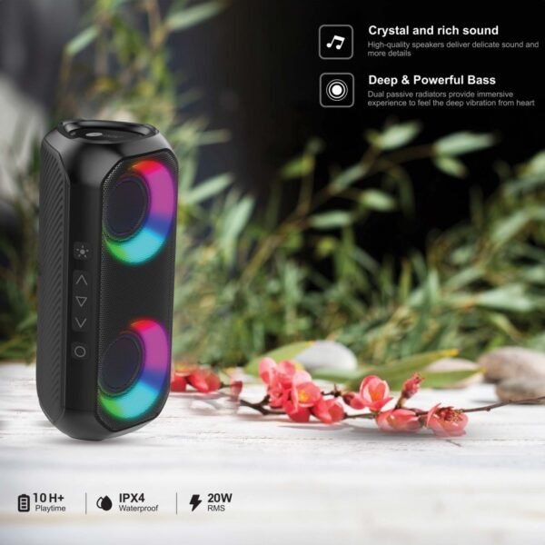 AFRA Bluetooth Speaker | 24W Ultra Bass | RGB Light | IPX4 Waterproof | Rechargeable Battery | AF-0024BSBK - Image 4