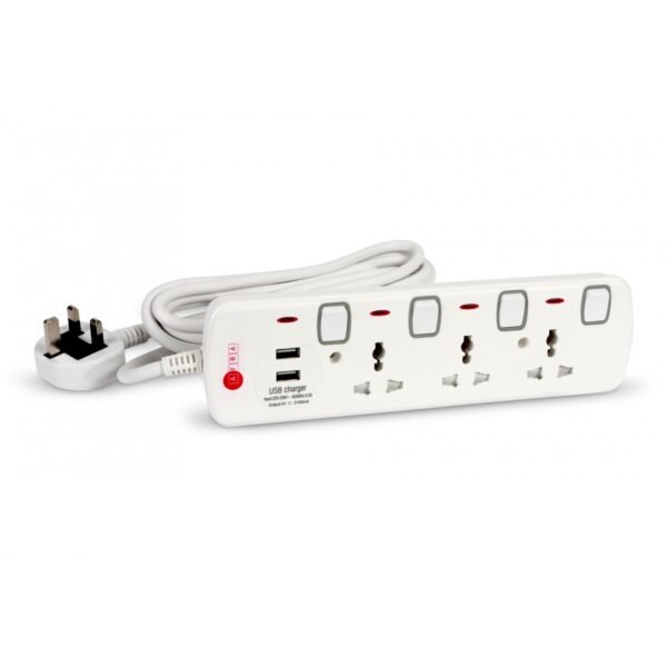 AFRA Extension Cord AF-004EXGY-USB – 3M, 2 USB Ports, Shock Proof, 250V, Plastic Housing, 2-Year Warranty - Image 3