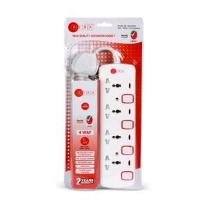 AFRA Universal Extension Cord AF-004EXRD – 4-Way, 3M Cable, 250V, Shock-Proof, Japan Standard