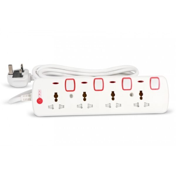 AFRA Universal Extension Cord AF-004EXRD – 4-Way, 3M Cable, 250V, Shock-Proof, Japan Standard - Image 2