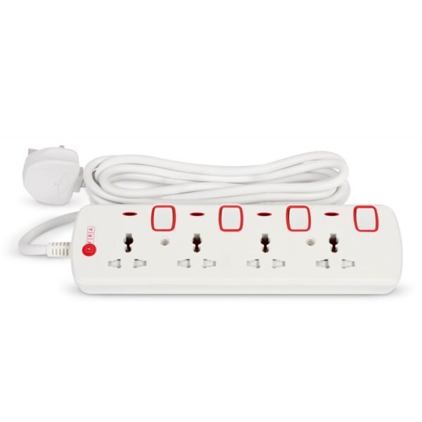 AFRA Extension Cord AF-004EXRD-5MT – 5M Cable, 4 Universal Sockets, Shockproof, 250V, 2-Year Warranty - Image 5