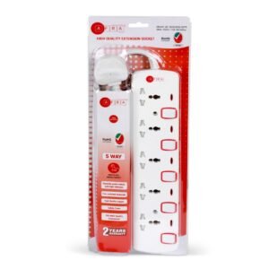 AFRA Extension Cord AF-005EXRD-5MT – 5m, 5-Way Universal Sockets, Shockproof, 250V, Easy Storage