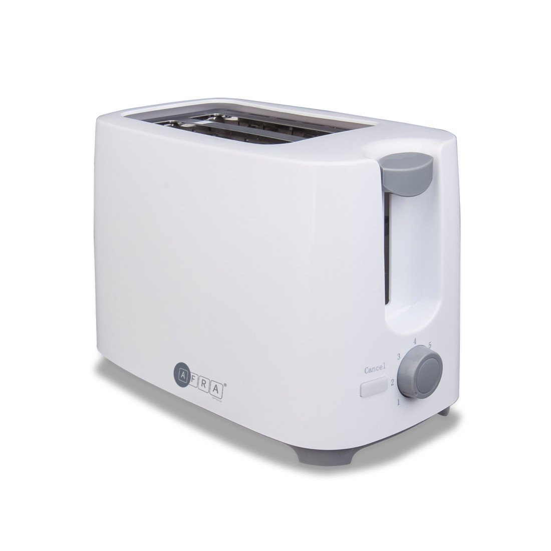 AFRA Electric Toaster 700W – 2 Slots, Crumb Tray, White Plastic Body – AF-100240TOWH