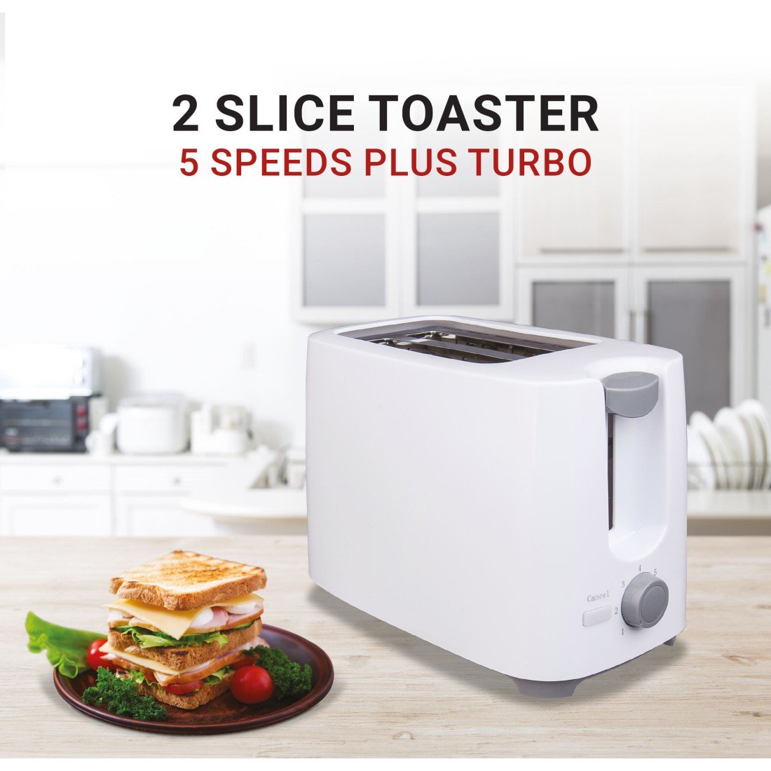 AFRA Electric Toaster 700W – 2 Slots, Crumb Tray, White Plastic Body – AF-100240TOWH - Image 5