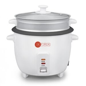 AFRA Rice Cooker 1.5L – Non-Stick Pot, Glass Lid, Keep-Warm Function – AF-1550RCWT