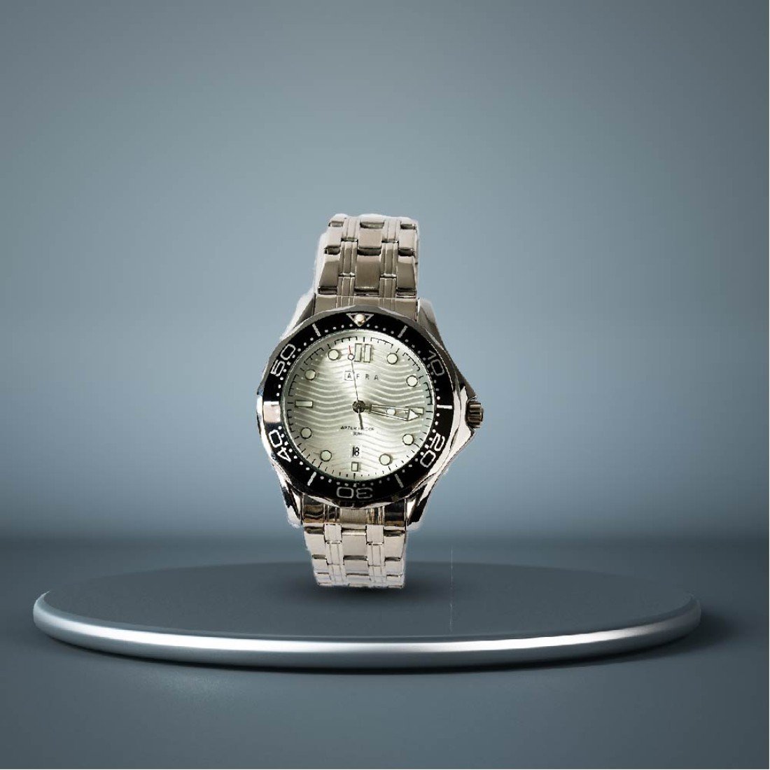 AFRA Navigator Gents Watch | Silver Case | White Dial | Silver Bracelet | Model AF11702 - Image 3