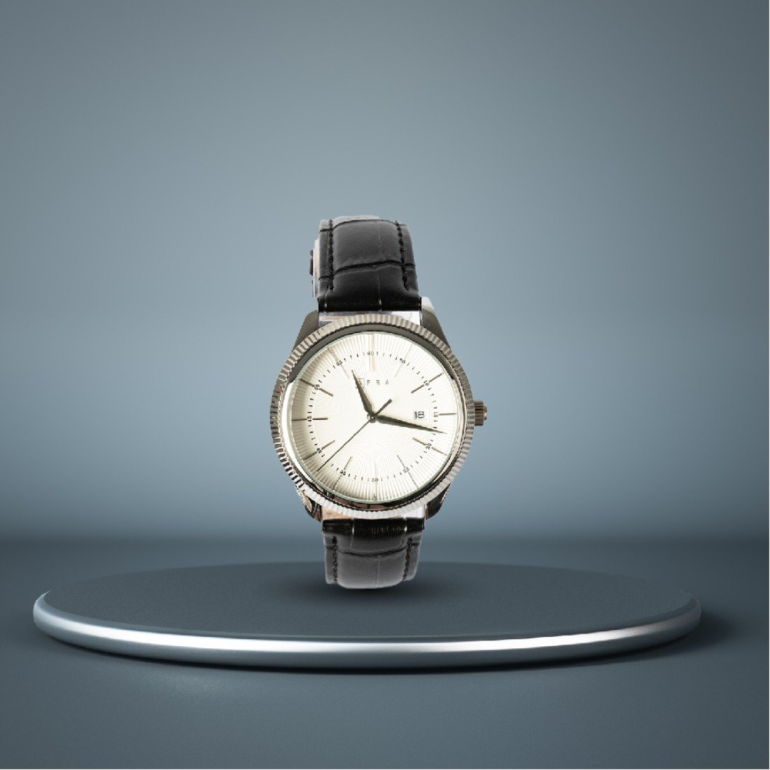 AFRA Elemental Gents Watch | Silver Case | White Dial | Black Leather Strap | AF11803 - Image 6