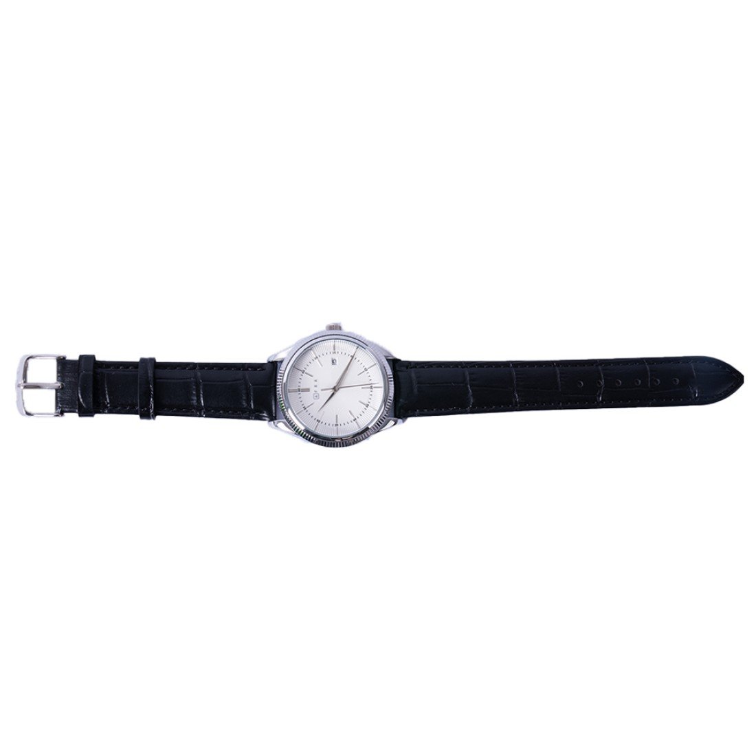 AFRA Elemental Gents Watch | Silver Case | White Dial | Black Leather Strap | AF11803 - Image 2