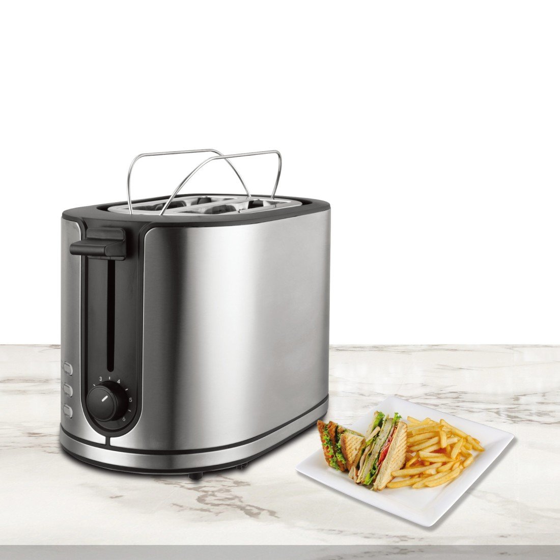 AFRA Electric Breakfast Toaster 950W – 2 Slots, Crumb Tray, Stainless Steel – AF-120900TOSS - Image 6