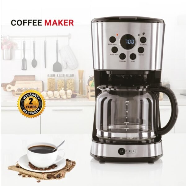 AFRA 1.5L Coffee Maker – 900W, Stainless Steel, Anti-Drip, Auto Shut-Off – AF-15900CMKSS - Image 2