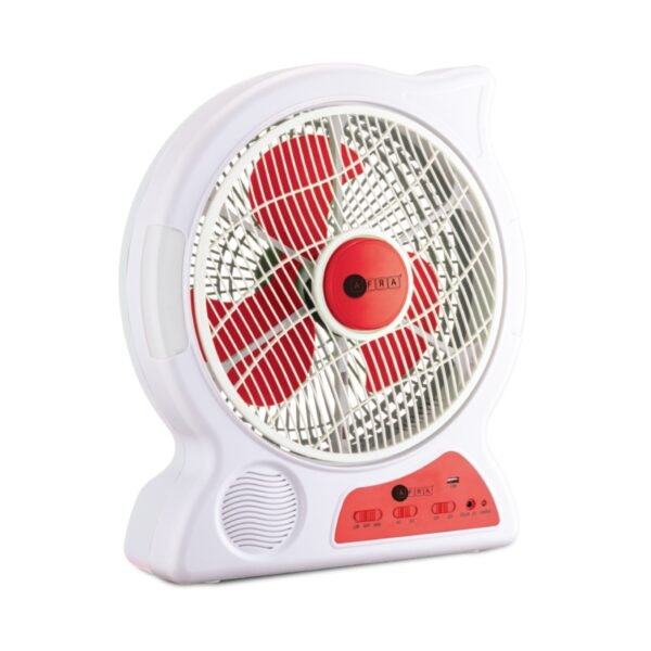AFRA 12-Inch Rechargeable Fan, 6V 4.5Ah, LED Light, USB Ports, Low Noise – AF-1010USBF, 2-Year Warranty - Image 2