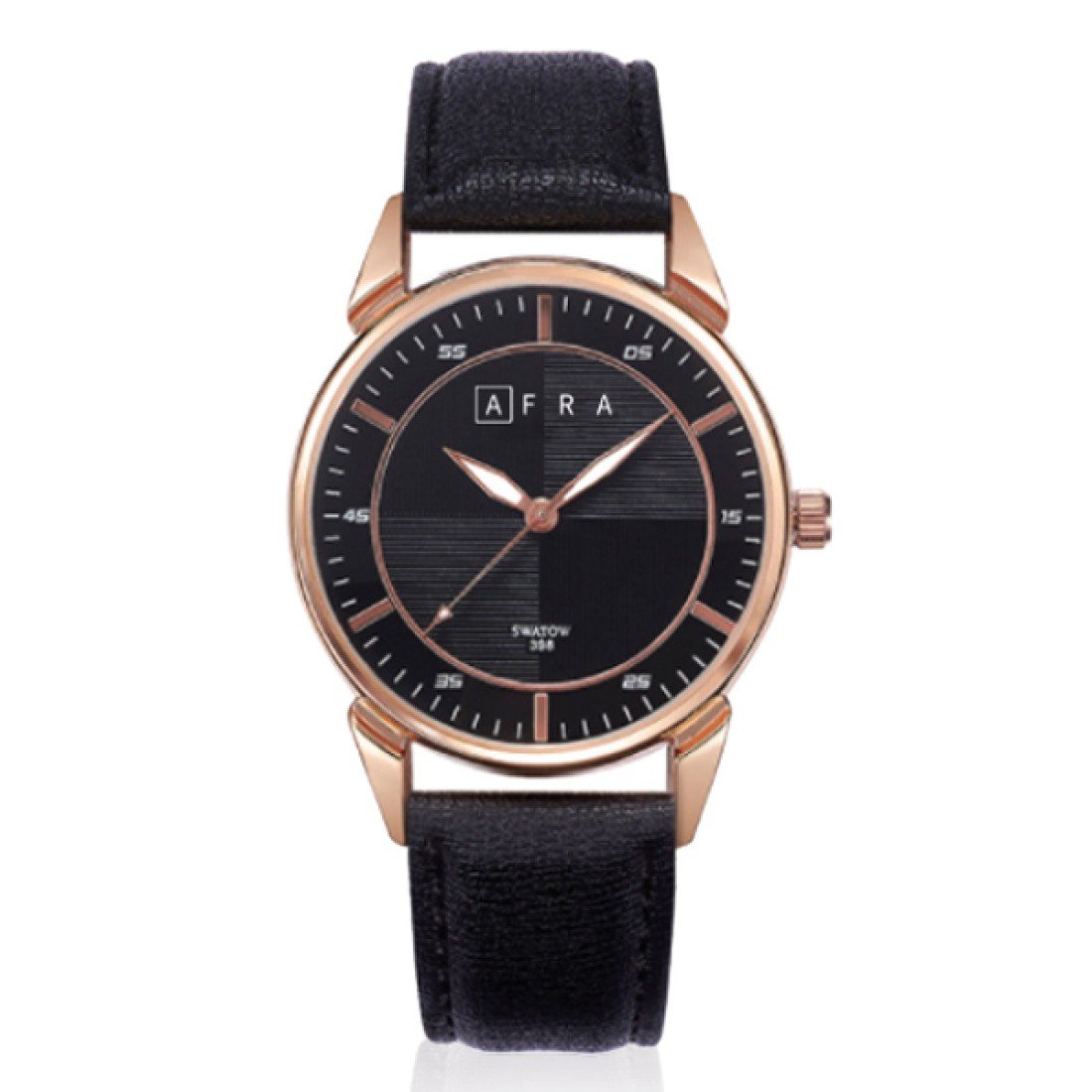 AFRA Conrad Gents Watch | Rose Gold Metal Alloy Case | Leather Strap | 30m Water Resistant | AF10704