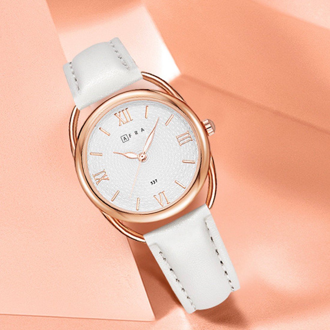 AFRA Carina Ladies Watch | Lightweight Rose Gold Case | Leather Strap | Water Resistant 30m | AF20102 - Image 2