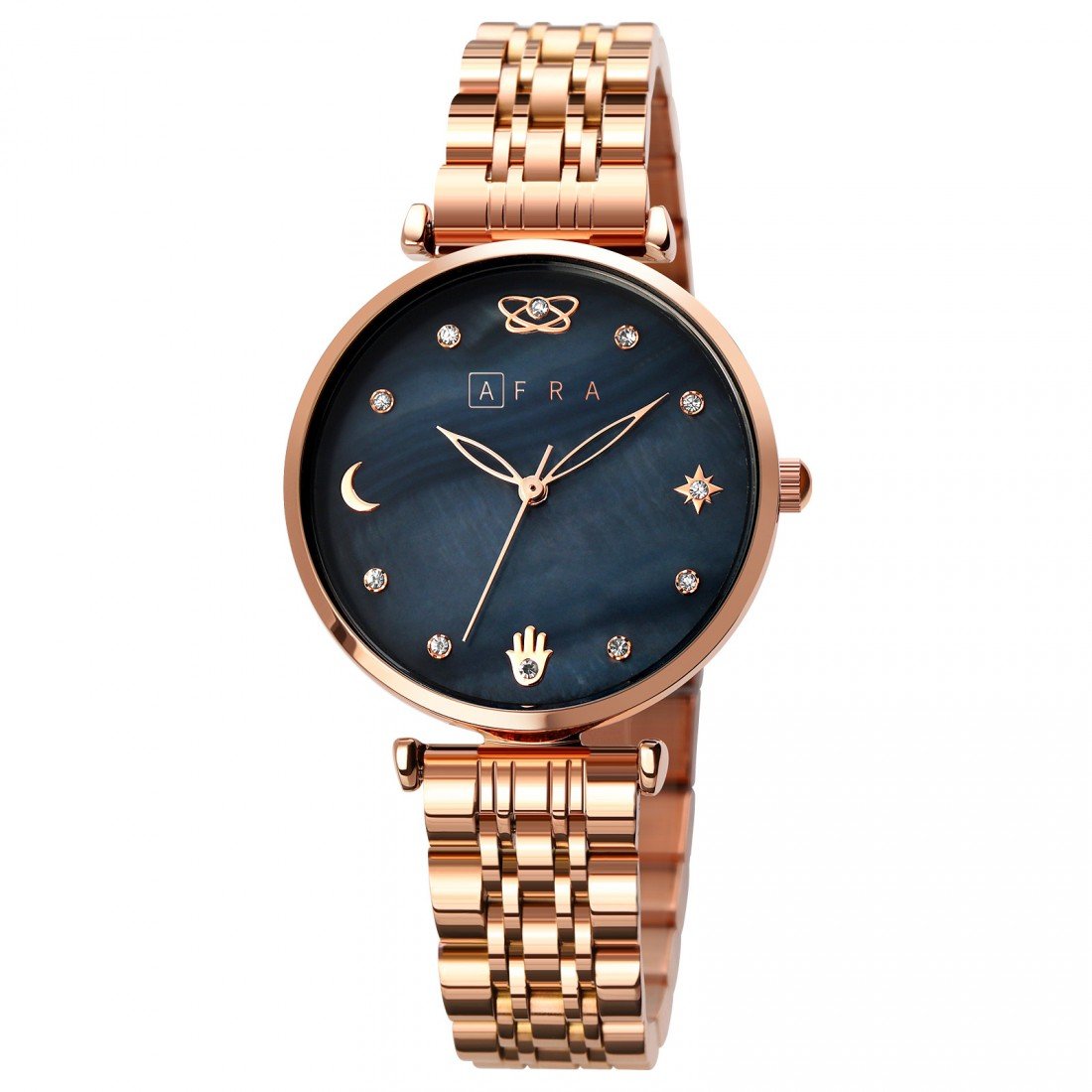 AFRA Luna Ladies Watch | Rose Gold & Silver Case | MOP Dial | Two-Tone Bracelet | Water Resistant 30m