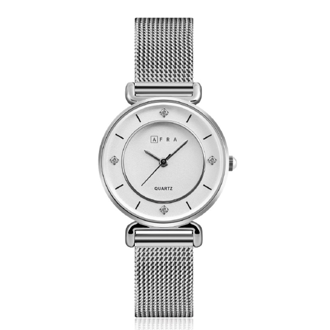 AFRA Shae Ladies Watch | Silver Case | White Dial | Silver Mesh Strap | Minimalist Elegance | AF21501