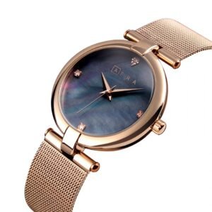AFRA Pearlescent Ladies Watch | Rose Gold Case | White Dial | Rose Gold Mesh Bracelet | AF21701
