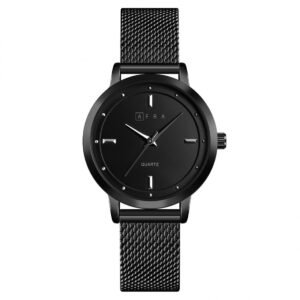 AFRA Avril Ladies Watch | Black Case | Black Dial | Black Mesh Bracelet | Elegant Timepiece | AF21803