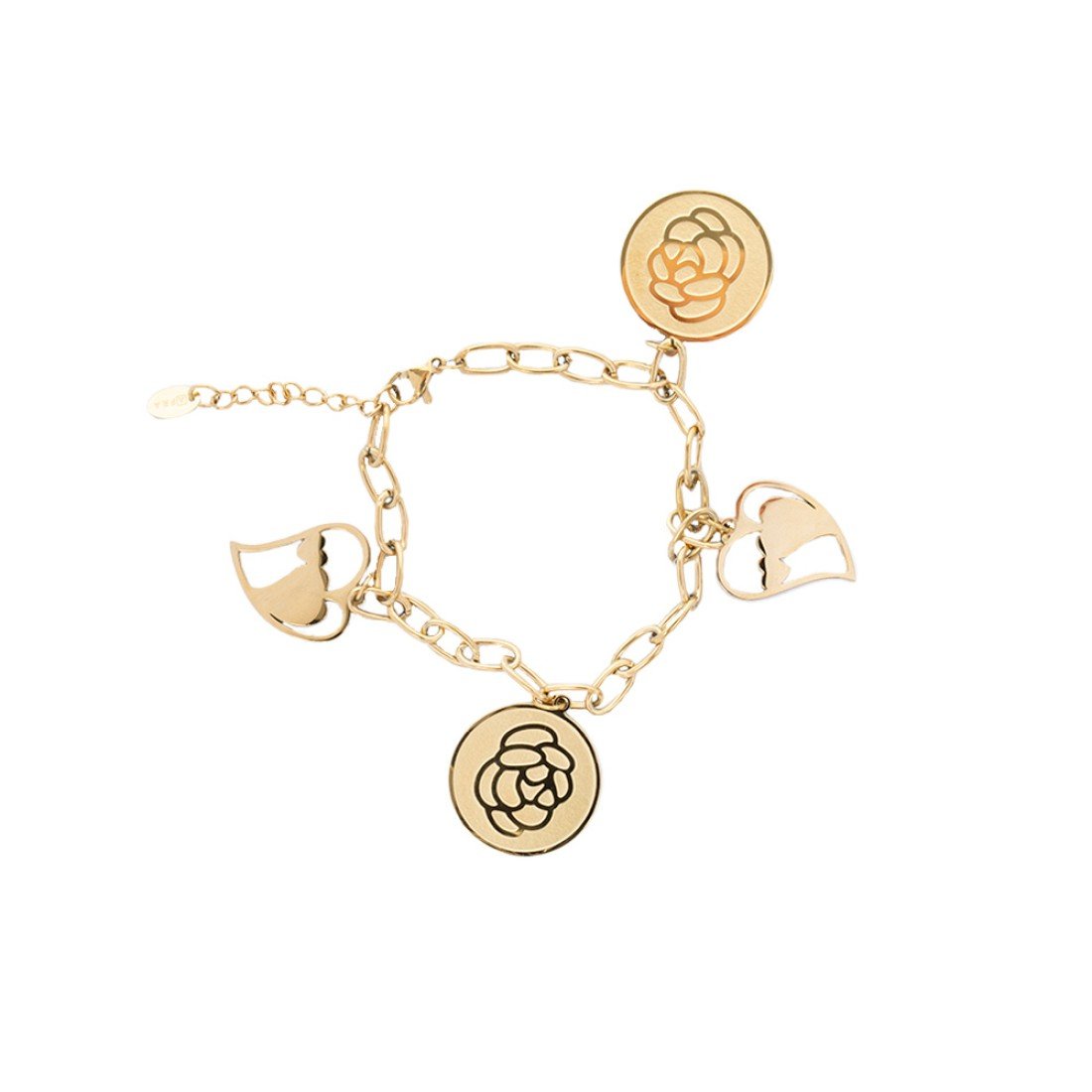 AFRA JEW Rosette Bracelet | Gold Stainless Steel | Elegant Floral Charm | AFJ13003B