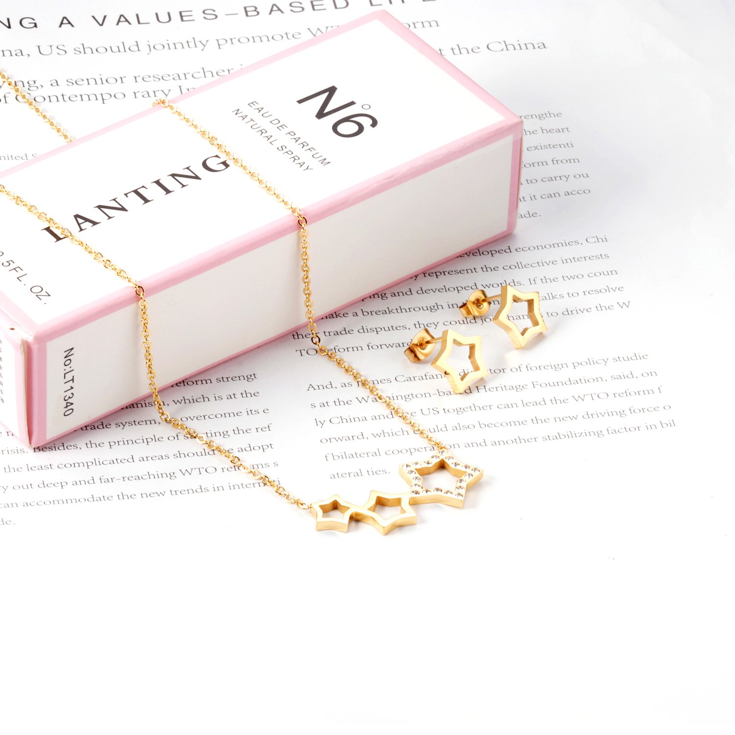 AFRA JEW Orion Set | Rosegold Stainless Steel Necklace & Earrings | Celestial-Inspired Jewelry | AFJ26001S - Image 2