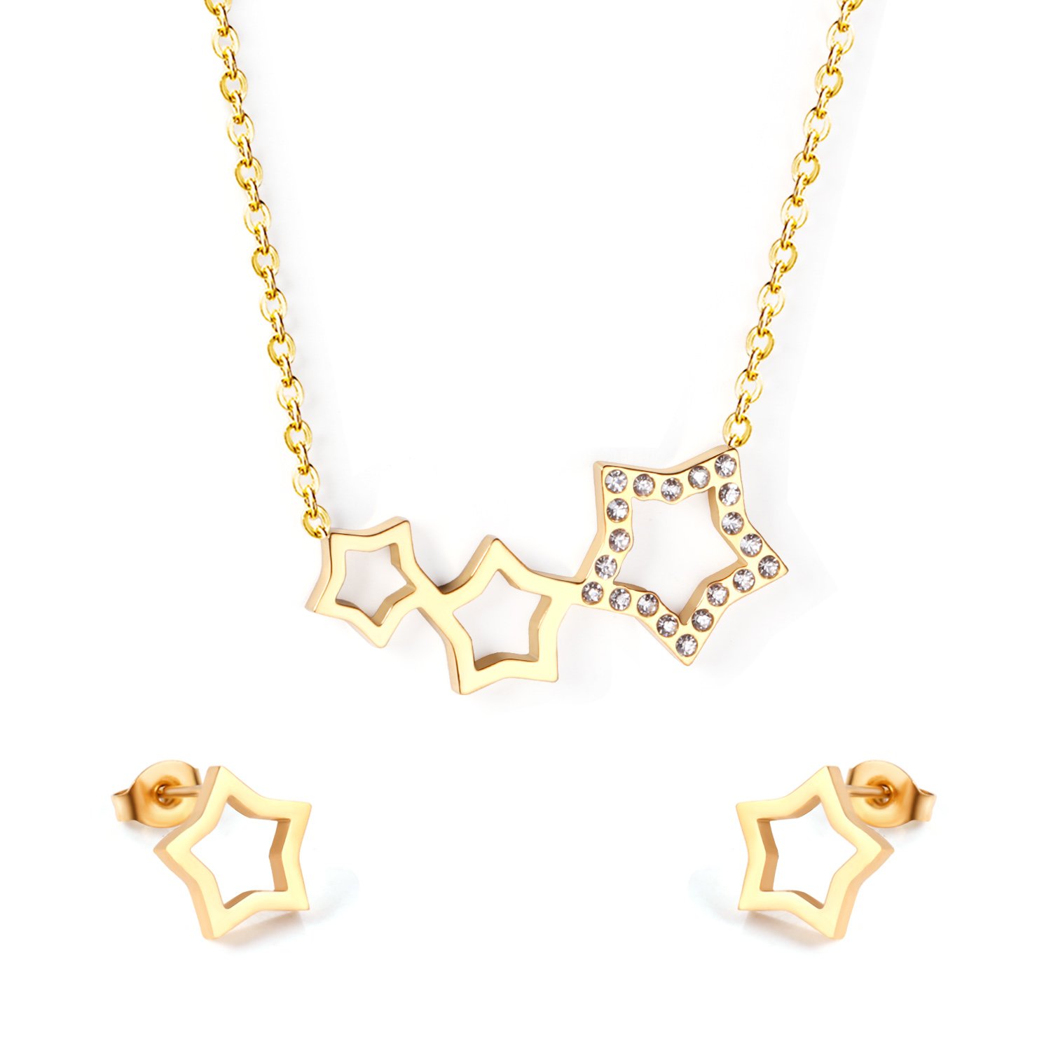 AFRA JEW Orion Set | Rosegold Stainless Steel Necklace & Earrings | Celestial-Inspired Jewelry | AFJ26001S
