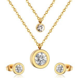 AFRA JEW Elegante Set | Rosegold Stainless Steel Necklace & Earrings | Modern Elegant Jewelry | AFJ60002S
