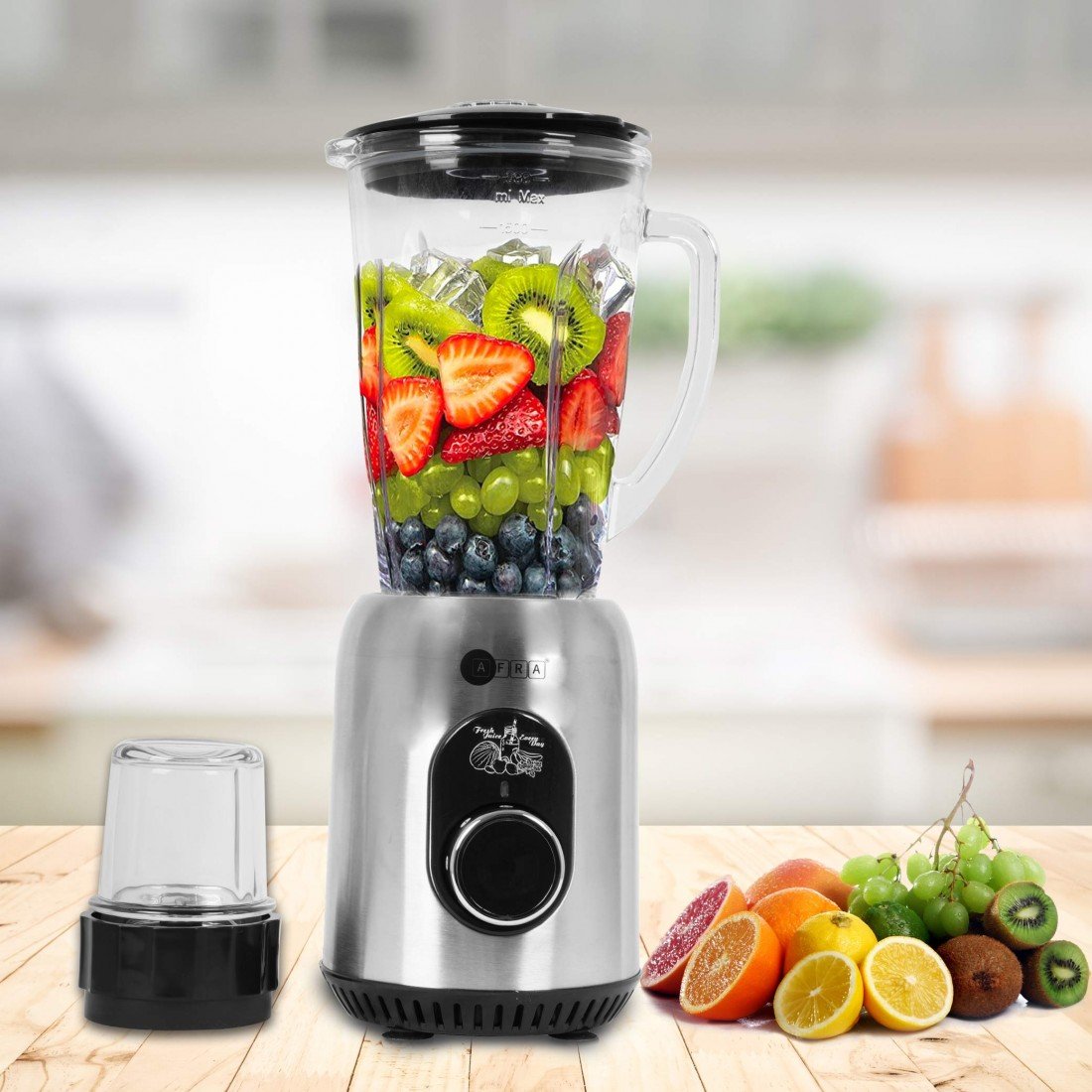 AFRA 2-in-1 Blender – 1.8L Glass Jar, 6 Blades, Grinder Jar, 5 Speeds – AF-610BLSL - Image 7