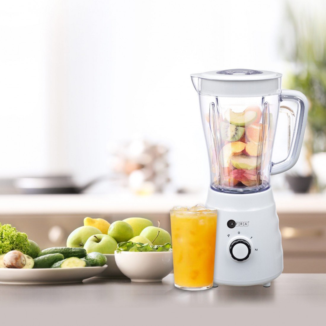 AFRA 500W Blender – 2-in-1 Set, 1.5L Jar, Stainless Steel Blade, Pulse Function – AF-500BLWT - Image 2