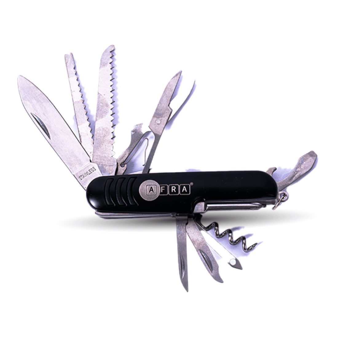 AFRA 11-in-1 Multifunction Knife - Model AF006MK | Black | Stainless Steel | Foldable Utility Tool