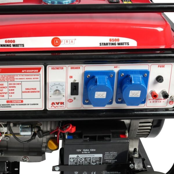 AFRA AFT-6500PGRD Gasoline Generator | 6.5KW Max Output, Recoil & Electric Start, Low Noise - Image 5