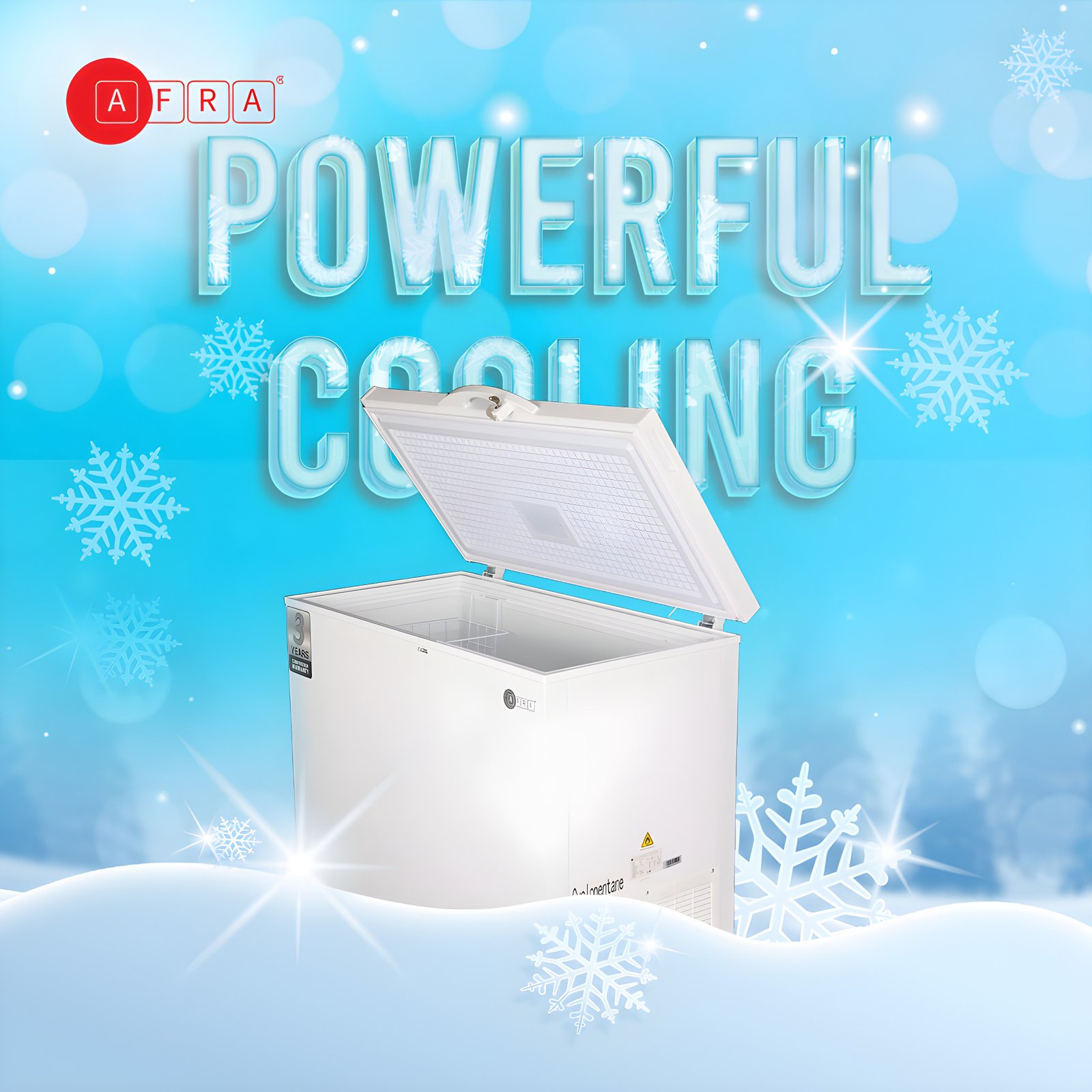 AFRA Chest Freezer 260L – Low Noise, Defrost Function, ESMA Certified – Model AF-2600CFWT - Image 3