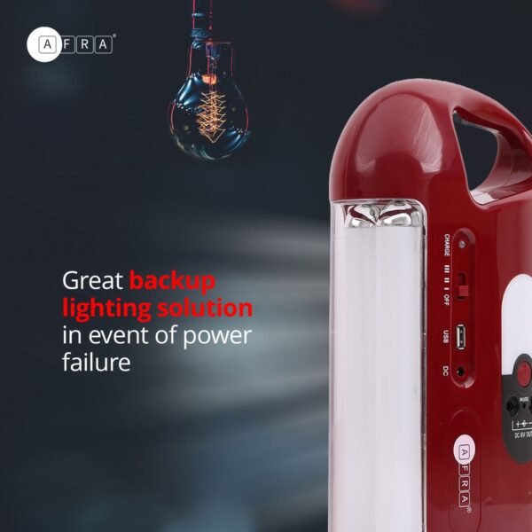 AFRA Rechargeable Lantern | 10W | 40 LED Tube + 2W Bulb | Solar Charging | 4000Ah Battery | AF-4002RLNM - Image 4