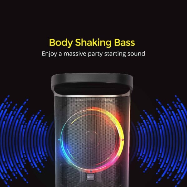 AFRA Party Speaker | 120W Output | LED Lights | Karaoke Mic | 7000mAh Battery | AF-120PSBK - Image 5