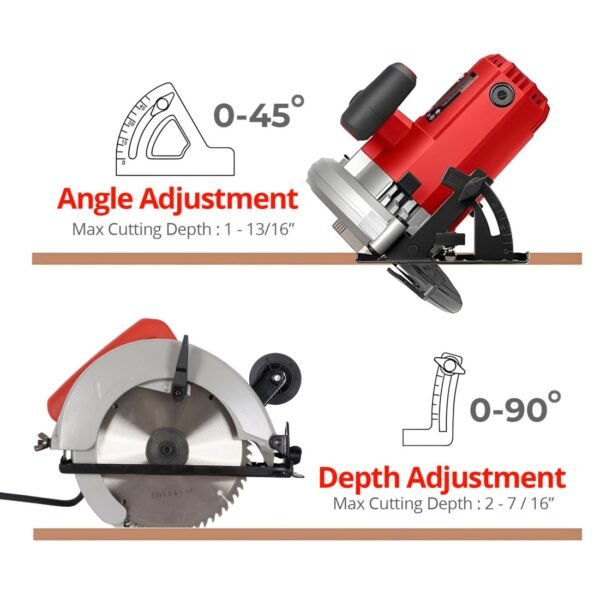 AFRA Circular Saw - Model AFT-11-185CSRD | 185mm Blade | 1100W | 5600 RPM | Adjustable 0–45° Bevel - Image 2