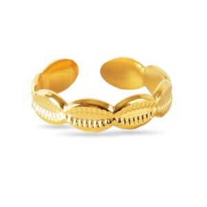 AFRA JEW Palmette Ring | Gold Stainless Steel | Leaf Charm Design | Elegant Women’s Jewelry AFJ80008R