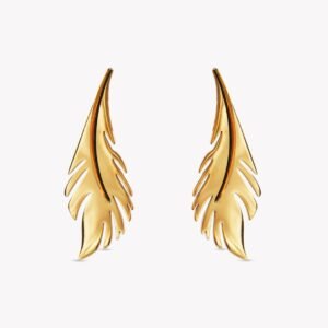 AFRA JEW Palmette Earrings | Gold Stainless Steel | Elegant Leaf Charm | Lightweight Modern Jewelry AFJ80004E