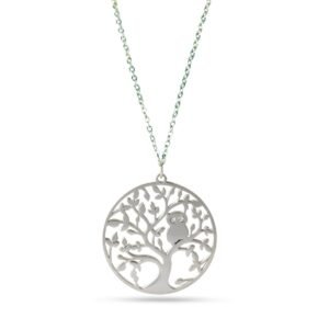 AFRA JEW Tree Necklace | Silver Stainless Steel | Tree of Life Pendant | AFJ12001N