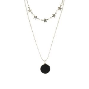 AFRA JEW Karo Necklace | Silver Stainless Steel | Geometric Charm Pendant | AFJ30001N
